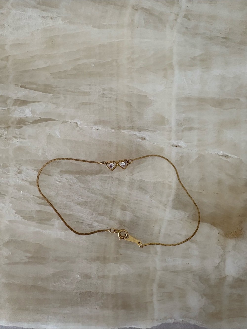 Vintage 90s Claire’s gold tone heart rhinestone anklet jewelry